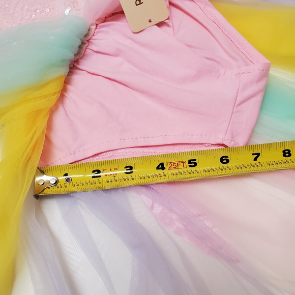 Baby Girl Pink Sequins and Rainbow Bodysuit Dress - Picture 5 of 6